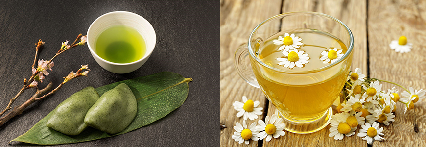 kusa mochi and herb tea