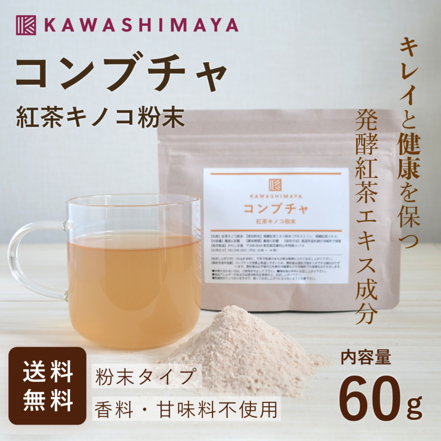 コンブチャ 紅茶キノコ粉末 60g 送料無料 メール便での発送 K3