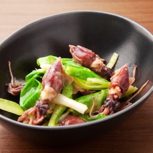 ホタルイカの野菜のオリーブオイル醤油炒め